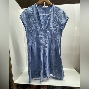 CP Shades for Free People Regina Linen Tunic in a light blue color.